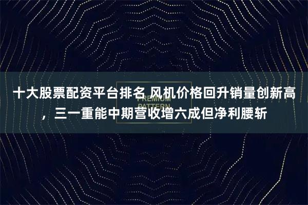 十大股票配资平台排名 风机价格回升销量创新高，三一重能中期营收增六成但净利腰斩